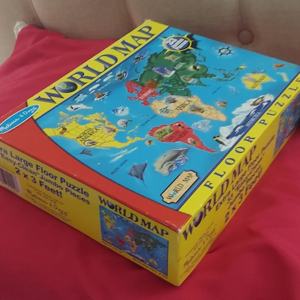 33 Pc Melissa & Doug World Map Extra Large Fun Floor Puzzle 2x3 Feet 6+